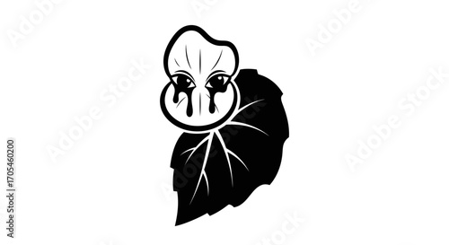 Surreal black and white illustration of a crying pansy flower.