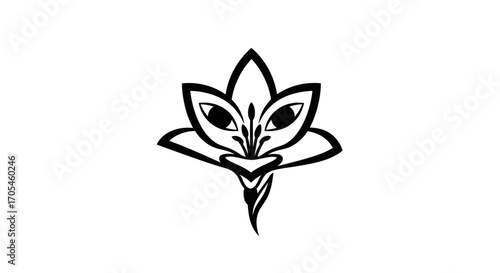 Stylized Abstract Floral Design with Eyes and Face Elements.