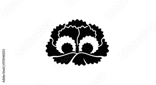 Traditional Japanese Kamon Family Crest of Two Carnations.