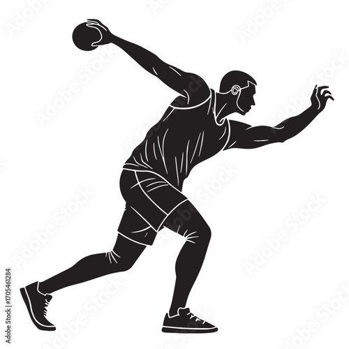 Black shot put Silhouette Vector, High Quality Illustration on White Background