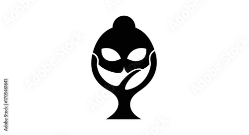 Stylized black silhouette of an alien tree creature icon.