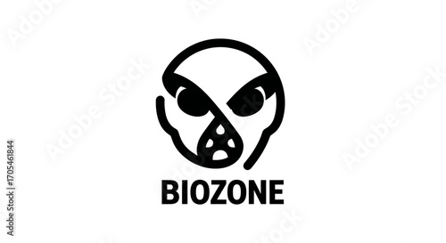 Abstract skull gas mask icon for Biozone logo design.