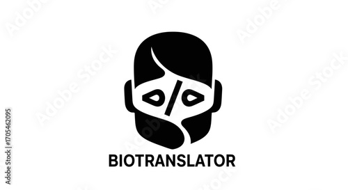 Minimalist Biotranslator logo with a stylized face icon.