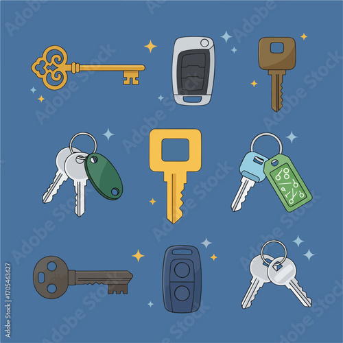 A Comprehensive Collection of Keys: Vintage, Modern, and Car Fobs
