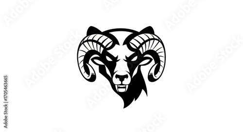 Stylized angry ram head mascot vector illustration.