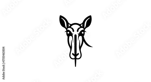 Minimalist black and white gazelle head logo design.