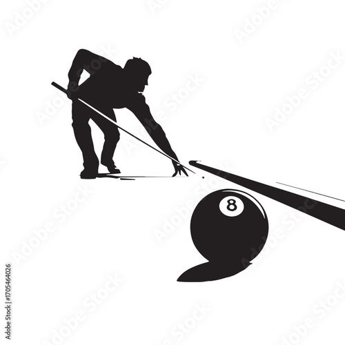 Black snooker Silhouette Vector, High Quality Illustration on White Background
