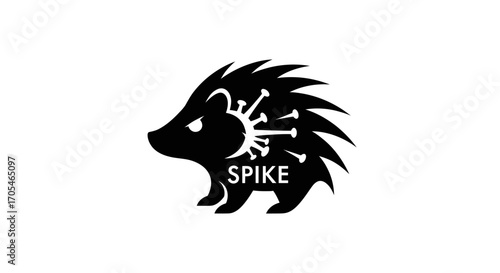 Creative black icon combining a hedgehog and a virus spike protein.