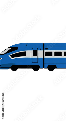 Modern Blue HighSpeed Train.