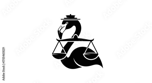 Elegant Crowned Bird Logo with Legal Justice Scales.