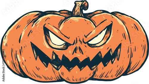 Spooky Halloween Pumpkin Vector Icon for Seasonal Design Projects