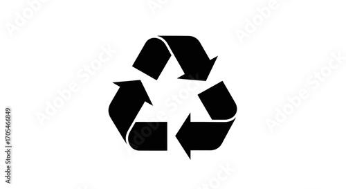 Simple Black Universal Recycling Symbol Icon Isolated.