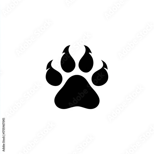 Solid black paw print, stylized