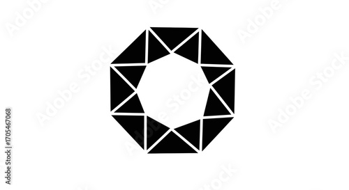 Abstract geometric octagon symbol made of triangles.
