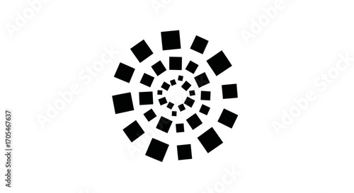 Abstract spiral vortex made of rotating black squares.