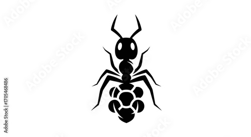 Black silhouette of a worker ant carrying its eggs.