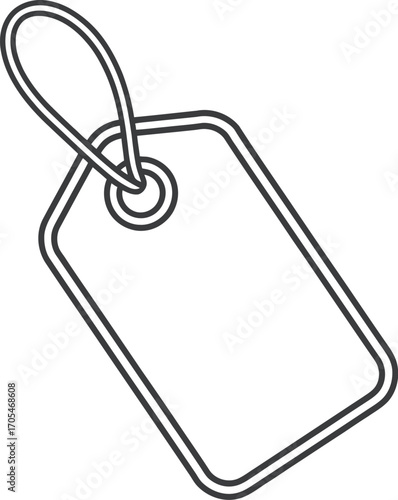 Outline drawing of a tag with a loop on a white background