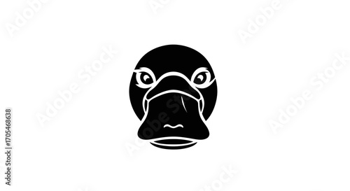 Platypus head logo design simple black and white vector illustration.