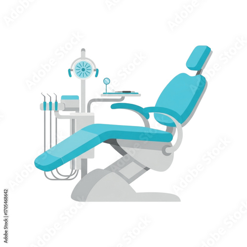 Modern Dental Chair and Equipment Illustration.