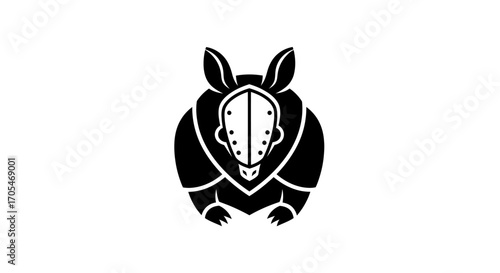 Stylized Black Armadillo Icon with Minimalist Design.