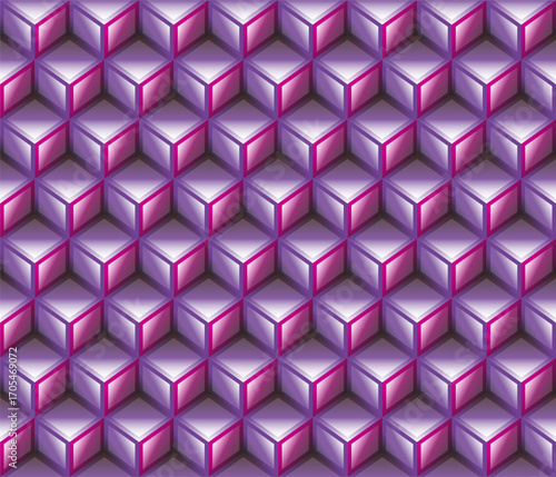 Purple and pink geometrical cubes seamless pattern