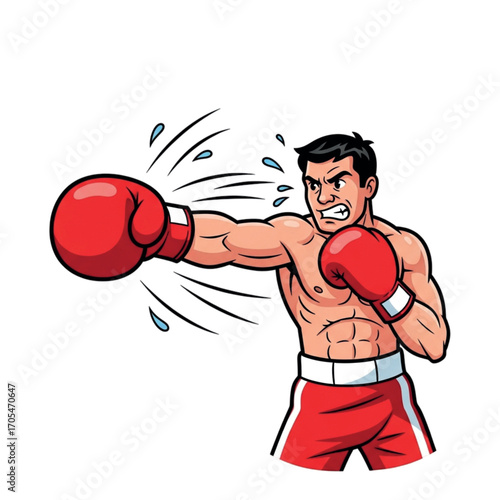 Boxer throwing a punch in a boxing match.