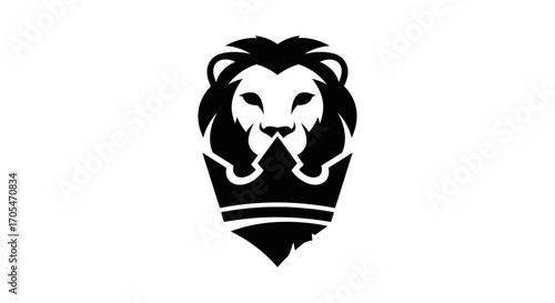 Majestic Lion Head with Crown Logo Design.