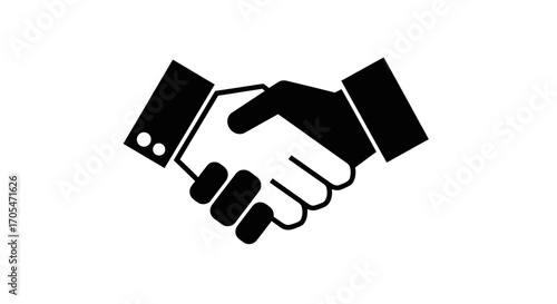 Two hands shaking in a gesture of agreement or partnership.
