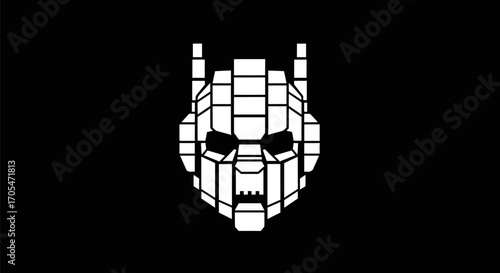 Geometric White Wolf Head on Black Background.