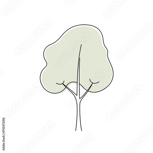 Simple curved line tree illustration in minimalist style  