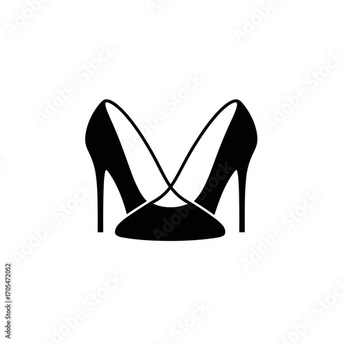 Black high heels with elegant design and pointed toe silhouette  