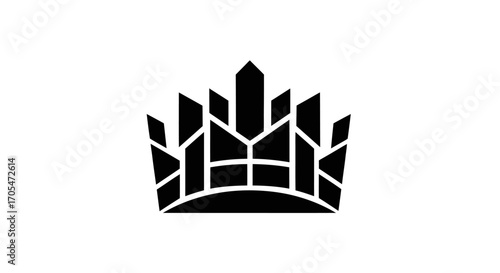 Stylized black crown logo with geometric segments representing royalty and luxury.