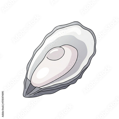 Open Oyster with Pearl Inside Illustration.