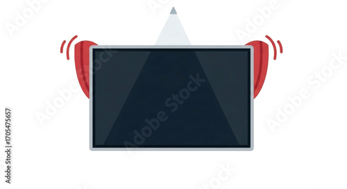Blank Screen Revealed Behind Red Curtains.