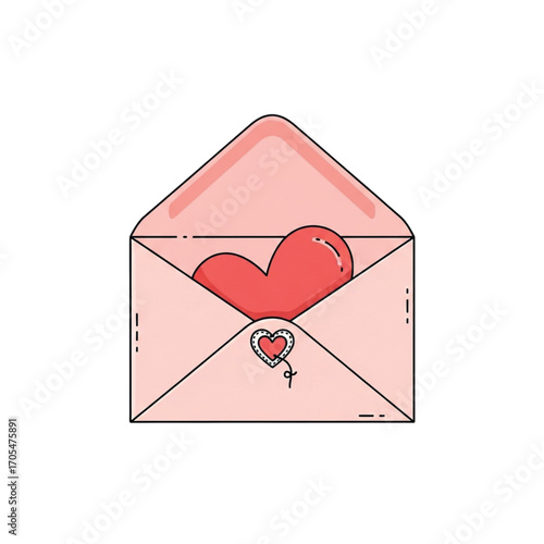 Pink Envelope with Red Heart Inside.