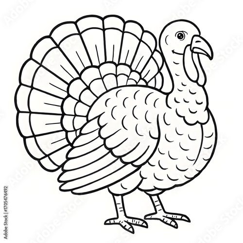A turkey illustration vector style coloring page
