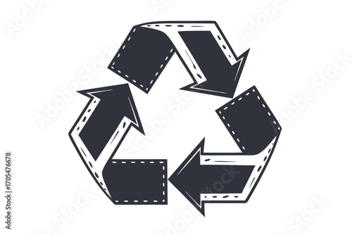 Black arrows in a triangular shape, forming a recycle symbol with dashed lines
