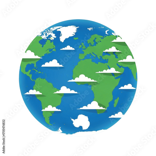 Planet Earth with Clouds Illustration.