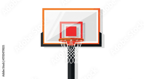 Basketball hoop and backboard with net.