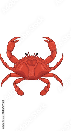 Red Crab Illustration with Claws Raised.