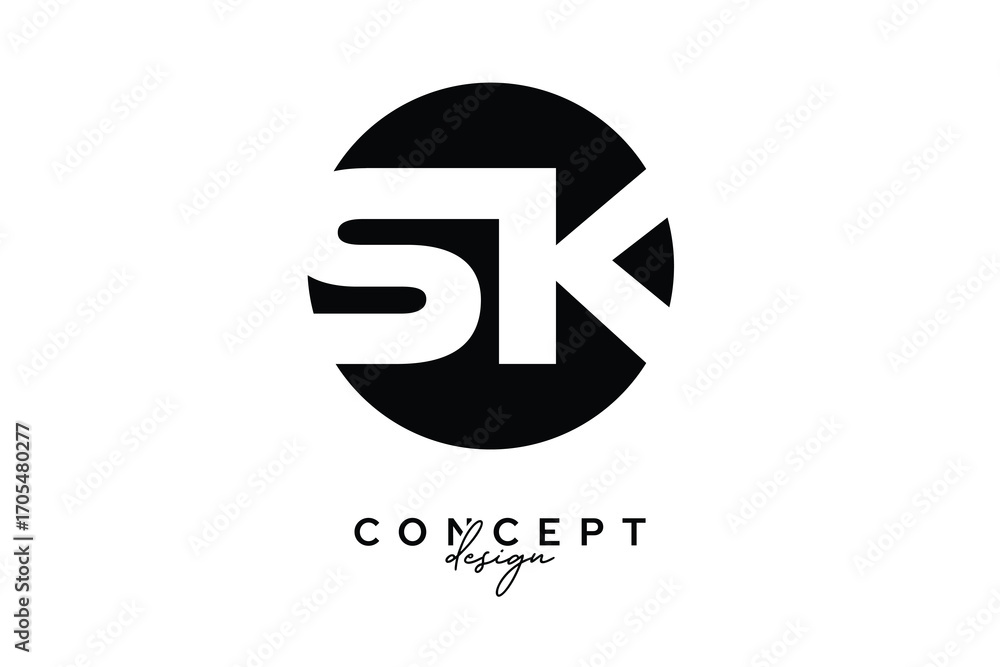 Obraz premium SK Creative Negative Space Circle Monogram Logo Design