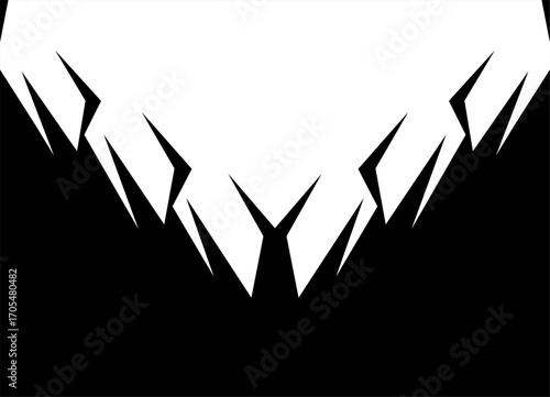 Transition from black to white. Symmetrical Pattern of sharp broken shapes. Vector design element. Modern vector background for packaging, advertising
