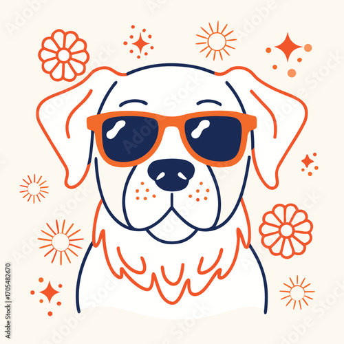 A cartoon illustration of a cute baby puppy with a heart and a smile