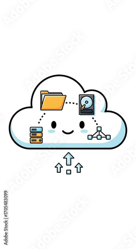 Cloud Computing Data Storage and Upload Concept.