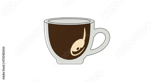 Coffee Cup With Musical Note Inside.
