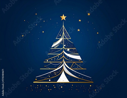 Ein stilisierter Weihnachts-Tannenbaum auf dunkelblauem Hintergrund