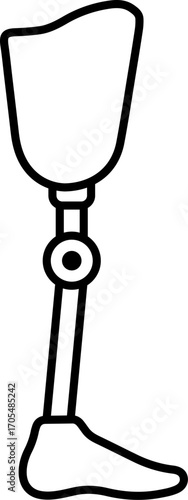Leg prosthesis icon in linear style.