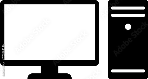 Personal computer pc icon in flat style.