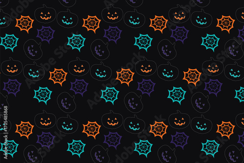Retro Pop Art Halloween Seamless Pattern bold pop art vintage boom style seamless pattern great for Halloween posters, packaging, and gift wrap