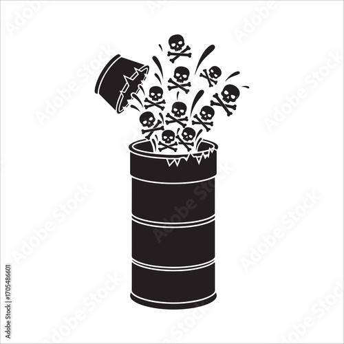 Vector art of black barrel with skull and crossbones
